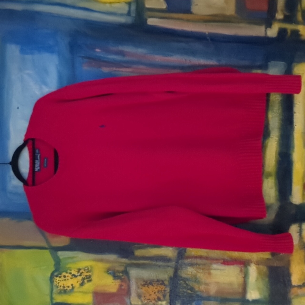 Polo Ralph Lauren RED crewneck sweater with blue embroidered pony logo Men's XXL